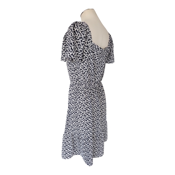 Monteau Los Angeles Black White Floral Mini Dress Square Neck Size M - Picture 6 of 9